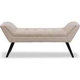 Tamblin 50" Bench in Tufted Beige Linen Fabric